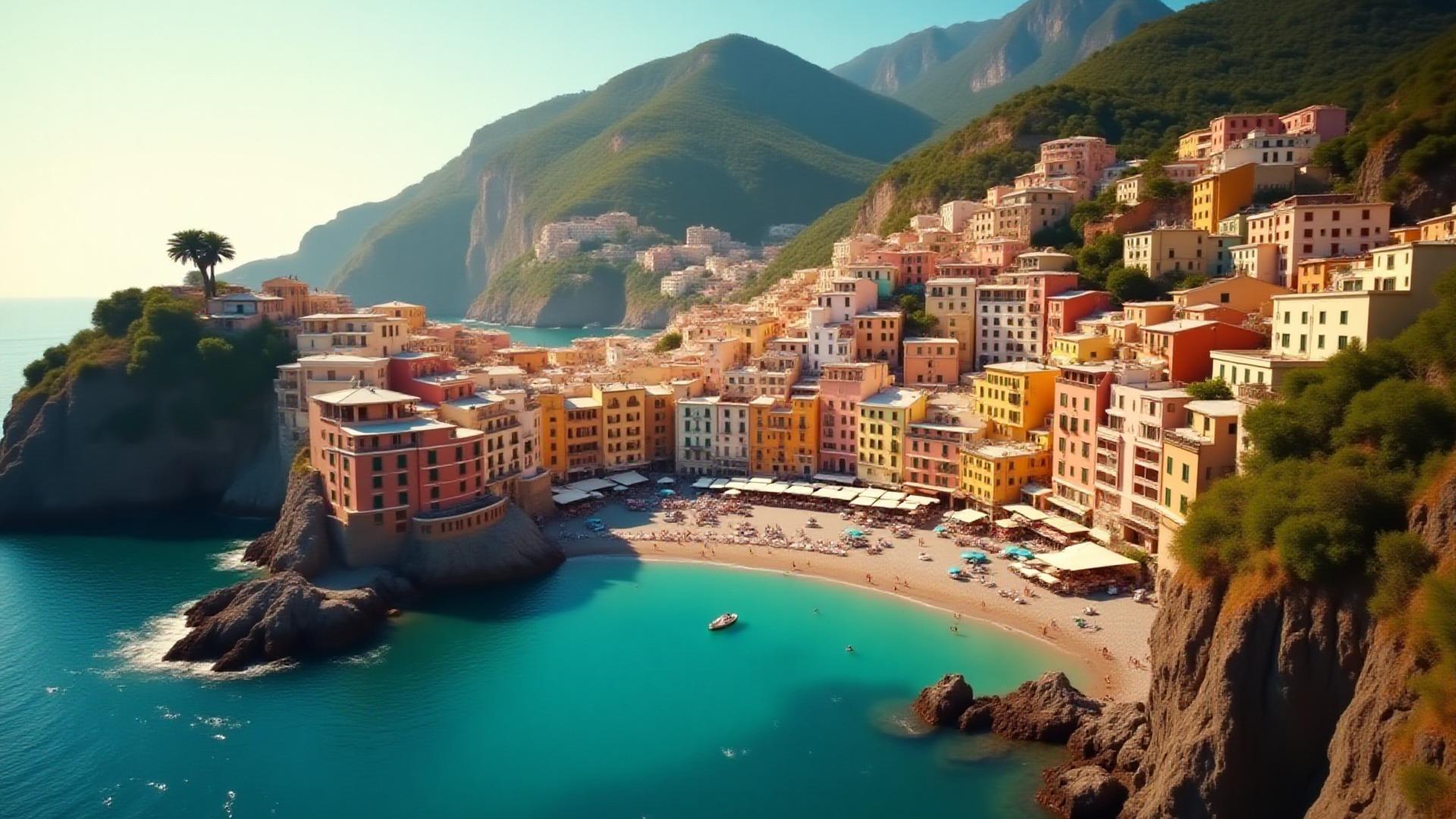 Costa de Positano bajo el sol mediterráneo