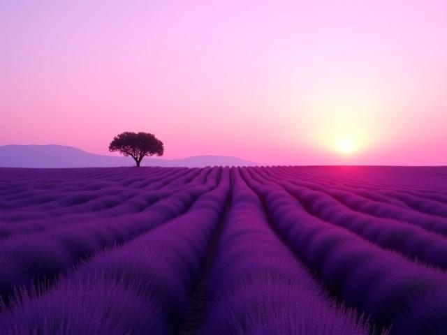 Campos de lavanda al atardecer en la Provenza francesa