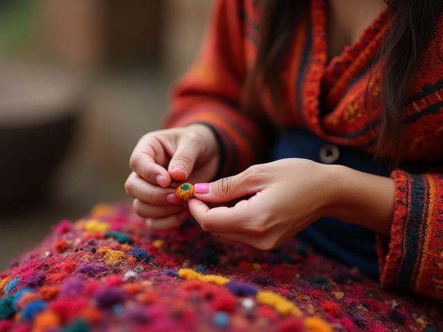 Artesana textil en la sierra de Perú trabajando con técnicas ancestrales