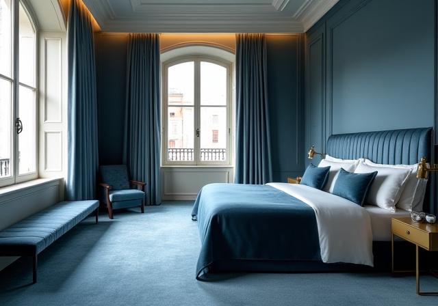Habitación de hotel boutique de lujo con diseño contemporáneo